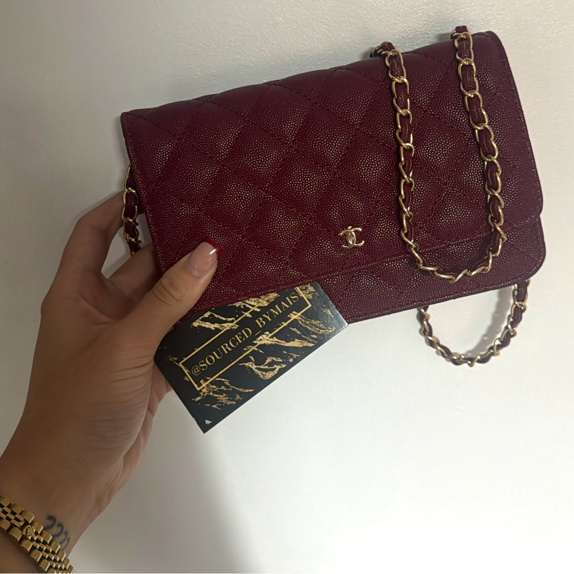 Burgundy CC Flat Bag